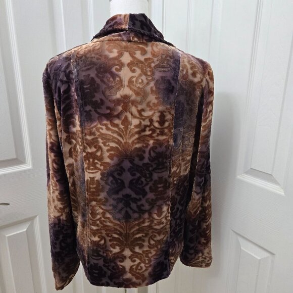 Sundance Blazer Womens 8 Firelight Silk blend Velvet Burnout Purple Brown Boho - Picture 4 of 10